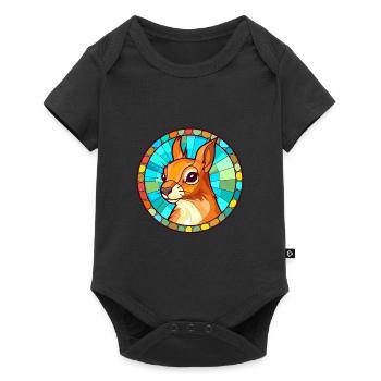 Squirrel Stained Glass Colorful Cartoon Kawaii Ani - Baby Premium short-sleeve bodysuit - black - Front