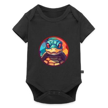 Schildkröte Bunte Karikatur Kawaii Anima - Baby Premium Kurzarmbody - Schwarz - Vorne