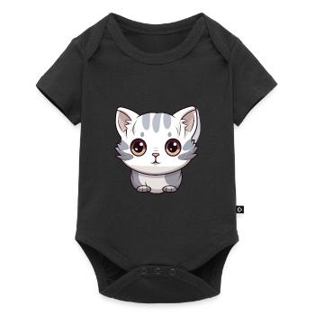 American Shorthair Chat Mignon Heureux Kawaii Cartoon C - Body à manches courtes Premium Bébé - noir - Devant