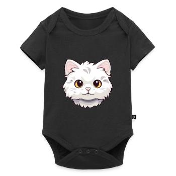 Américain Curl Chat Mignon Heureux Kawaii Cartoon Clipar - Body à manches courtes Premium Bébé - noir - Devant
