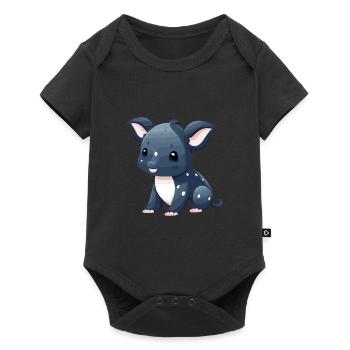 Tapir mignon heureux kawaii dessin animé Clipart Animal - Body à manches courtes Premium Bébé - noir - Devant