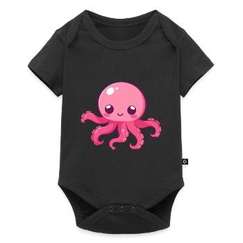 Poulpe mignon heureux kawaii dessin animé Clipart Animal - Body à manches courtes Premium Bébé - noir - Devant