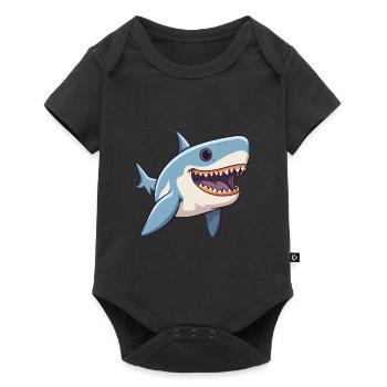 Requin mignon heureux kawaii dessin animé Clipart Animal - Body à manches courtes Premium Bébé - noir - Devant
