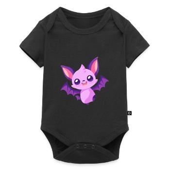 Chauve-souris mignon heureux kawaii dessin animé Clipart Animal - Body à manches courtes Premium Bébé - noir - Devant