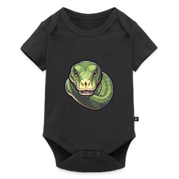 Anaconda mignon heureux kawaii dessin animé Clipart Animal - Body à manches courtes Premium Bébé - noir - Devant
