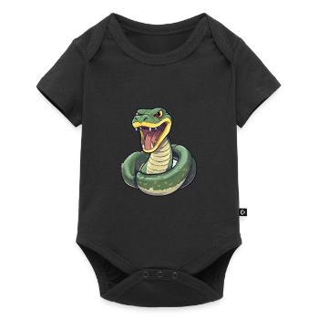 Anaconda mignon heureux kawaii dessin animé Clipart Animal - Body à manches courtes Premium Bébé - noir - Devant