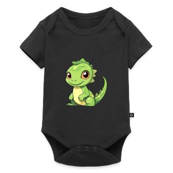 Iguana Cute Happy Kawaii Cartoon Clipart Animal - Baby Premium short-sleeve bodysuit - black - Front