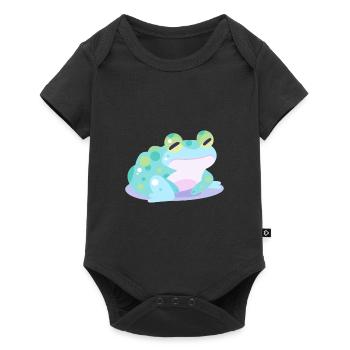 Grenouille mignon heureux kawaii dessin animé Clipart Animal - Body à manches courtes Premium Bébé - noir - Devant