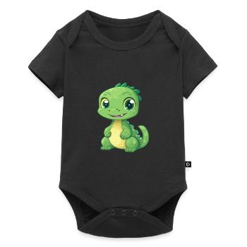Basilisk Cute Happy Kawaii Cartoon Clipart Animal - Baby Premium short-sleeve bodysuit - black - Front