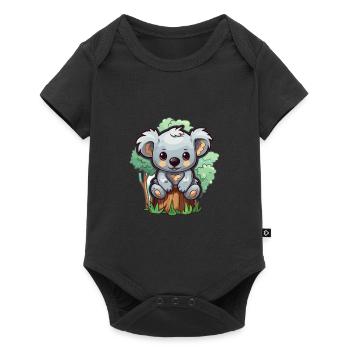 Koala mignon heureux kawaii dessin animé Clipart Animal - Body à manches courtes Premium Bébé - noir - Devant