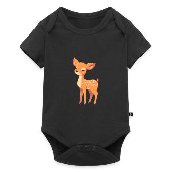 Cerf mignon heureux kawaii dessin animé Clipart Animal - Body à manches courtes Premium Bébé - noir - Devant