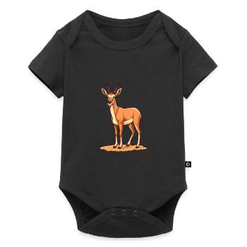 Antilope mignon heureux kawaii dessin animé Clipart Animal - Body à manches courtes Premium Bébé - noir - Devant
