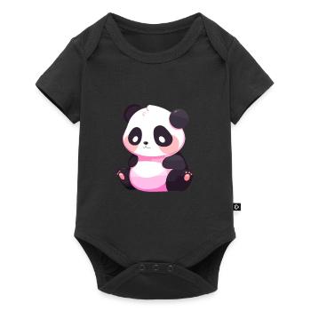 Panda Mignon Heureux Kawaii Cartoon Clipart Animal - Body à manches courtes Premium Bébé - noir - Devant