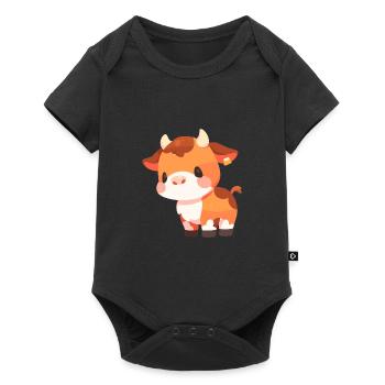 Vache Mignon Heureux Kawaii Dessin Animé Clipart Animal - Body à manches courtes Premium Bébé - noir - Devant