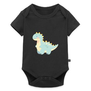 Dinosaur Cute Happy Kawaii Cartoon Clipart Animal - Baby Premium short-sleeve bodysuit - black - Front