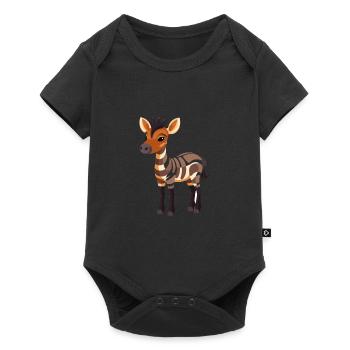 Okapi Cute Happy Kawaii Cartoon Clipart Animal - Baby Premium short-sleeve bodysuit - black - Front