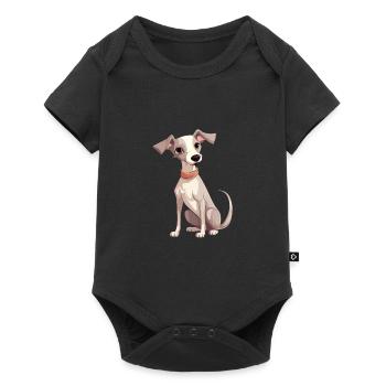 Whippet Chien Mignon Heureux Kawaii Cartoon Clipart Anim - Body à manches courtes Premium Bébé - noir - Devant