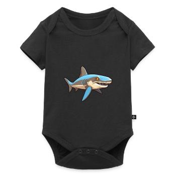 Requin mignon heureux kawaii dessin animé Clipart Animal - Body à manches courtes Premium Bébé - noir - Devant