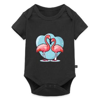 Flamingos Kawaii Cartoon Pet Playing With Balloons - Baby Premium short-sleeve bodysuit - black - Front