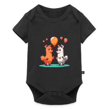 Llamas Kawaii Cartoon Pet Playing With Balloons - Baby Premium short-sleeve bodysuit - black - Front