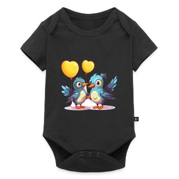 Jay Birds Kawaii Cartoon Pet Playing With Balloons - Baby Premium short-sleeve bodysuit - black - Front