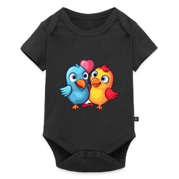 Birds Kawaii Cartoon Pet Playing With Balloons - Baby Premium short-sleeve bodysuit - black - Front