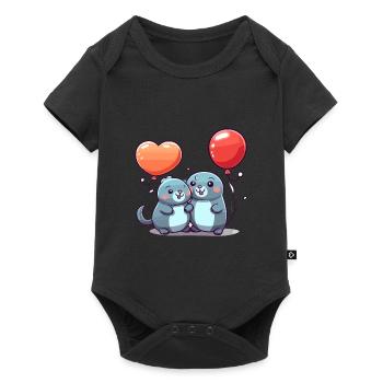 Seals Kawaii Cartoon Pet Playing With Balloons - Baby Premium short-sleeve bodysuit - black - Front