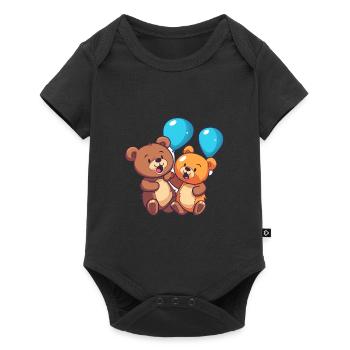 Ours kawaii dessin animé animal de compagnie jouant avec des ballons - Body à manches courtes Premium Bébé - noir - Devant