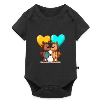 Mooses Kawaii Cartoon Pet Playing With Balloons - Baby Premium short-sleeve bodysuit - black - Front