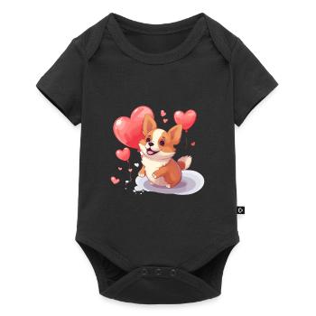 Corgi Dog Kawaii Cartoon Pet jouant avec des ballons - Body à manches courtes Premium Bébé - noir - Devant