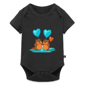 Beavers Kawaii Cartoon Pet Playing With Balloons - Baby Premium short-sleeve bodysuit - black - Front