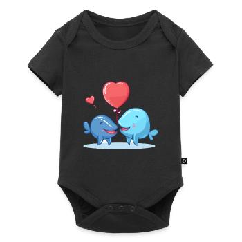 Whales Kawaii Cartoon Pet Playing With Balloons - Baby Premium short-sleeve bodysuit - black - Front