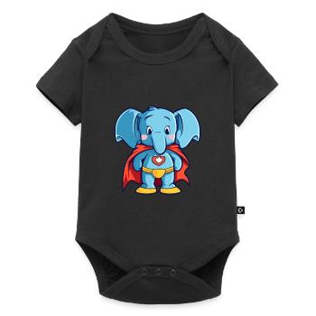Superhero Funny Elephant Kawaii Cartoon Animal Pet - Baby Premium short-sleeve bodysuit - black - Front