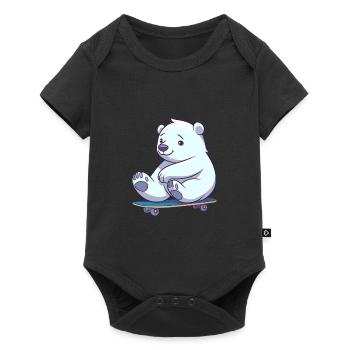 Drôle Ours Polaire Kawaii Cartoon Pet Jouer Skateb - Body à manches courtes Premium Bébé - noir - Devant