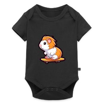 Cochon d’Inde Kawaii Cartoon Jouant Skateboard - Body à manches courtes Premium Bébé - noir - Devant