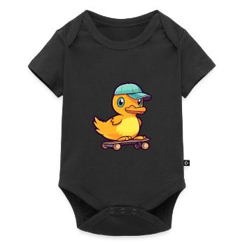 Drôle Canard Kawaii Cartoon Pet Jouant Skateboard - Body à manches courtes Premium Bébé - noir - Devant