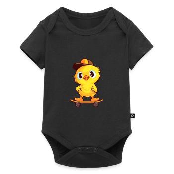 Funny Chick Kawaii Cartoon Pet Playing Skateboard - Baby Premium short-sleeve bodysuit - black - Front