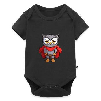 Super-héros Drôle Hibou Kawaii Dessin Animé Animal Animal De Compagnie - Body à manches courtes Premium Bébé - noir - Devant