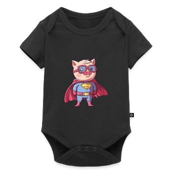 Super-héros Cochon Drôle Kawaii Dessin animé Animal de compagnie - Body à manches courtes Premium Bébé - noir - Devant