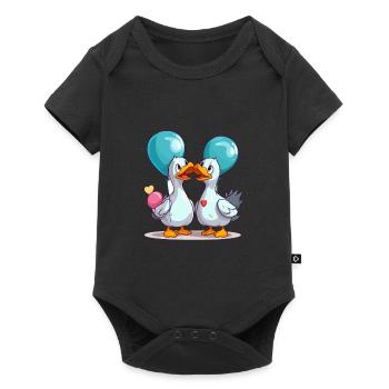 Oies Kawaii Cartoon Pet Jouant Avec Des Ballons - Body à manches courtes Premium Bébé - noir - Devant