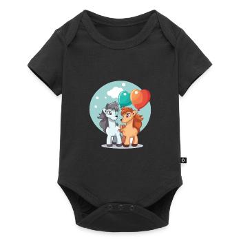 Horses Kawaii Cartoon Pet Playing With Balloons - Baby Premium short-sleeve bodysuit - black - Front