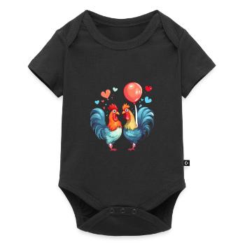 Roosters Kawaii Cartoon Pet Playing With Balloons - Baby Premium short-sleeve bodysuit - black - Front