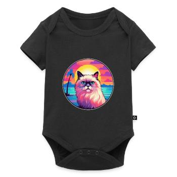 Birman-Katzenrasse-Aquarell-Cartoon-Kawaii-Haustier - Baby Premium Kurzarmbody - Schwarz - Vorne