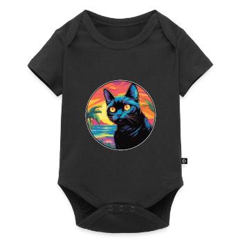 Bombay-Katzenrasse-Aquarell-Cartoon-Kawaii-Haustier - Baby Premium Kurzarmbody - Schwarz - Vorne
