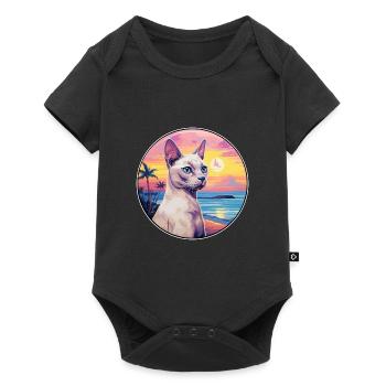 Tonkinois Chat Race Aquarelle Dessin Animé Kawaii Animal De Compagnie - Body à manches courtes Premium Bébé - noir - Devant
