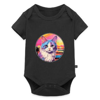 Dilute Calico Cat Breed Watercolor Cartoon Kawaii - Baby Premium short-sleeve bodysuit - black - Front