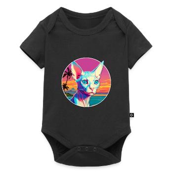 Sphynx Cat Breed Watercolor Cartoon Kawaii Pet - Baby Premium short-sleeve bodysuit - black - Front