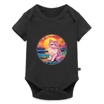 Munchkin Chat Race Aquarelle Dessin animé Kawaii Animal de compagnie - Body à manches courtes Premium Bébé - noir - Devant
