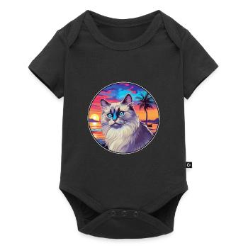 Race de chat Ragdoll aquarelle dessin animé Kawaii animal de compagnie - Body à manches courtes Premium Bébé - noir - Devant