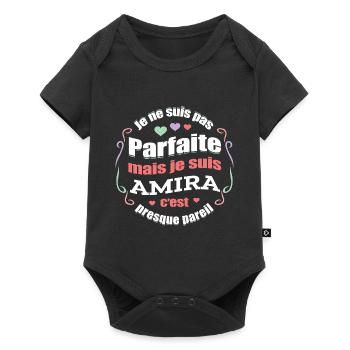 AMIRA PARFAITE - PRENOM AMIRA - Body à manches courtes Premium Bébé - noir - Devant